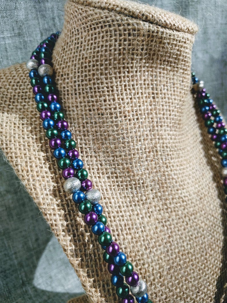 Multi-colored Glass Pearl Necklace image 3