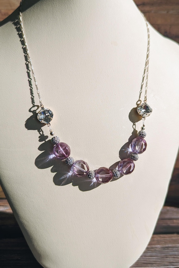 Lilac Table-cut Czech Glass Necklace