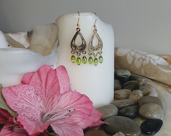 Peridot Jewelry Set | August Birthstone Necklace & Earrings with Gold Accents