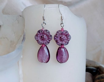 Purple Flower Power Earrings