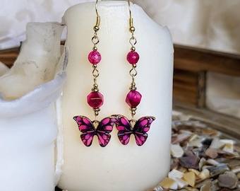 Pink Butterfly Earrings