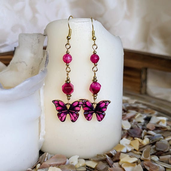 Pink Butterfly Earrings