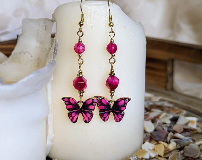 Pink Butterfly Earrings