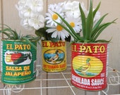 Garden Container. Metal Can Flower Pots for Herbs, Succulents, Plants. El Pato Large cans BBQ Picnic centerpieces, utensil organizer potluck
