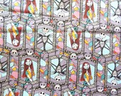 Fabric. Sally and Jack Stained Glass. Nightmare before Christmas. Disney. Springs Creative. Licensed Novelty Cotton Fabric QTR