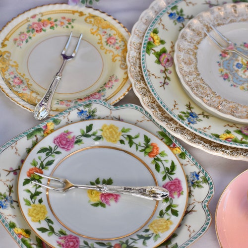 Mismatched Plates. China Porcelain Dishes New Vintage Mix Etsy