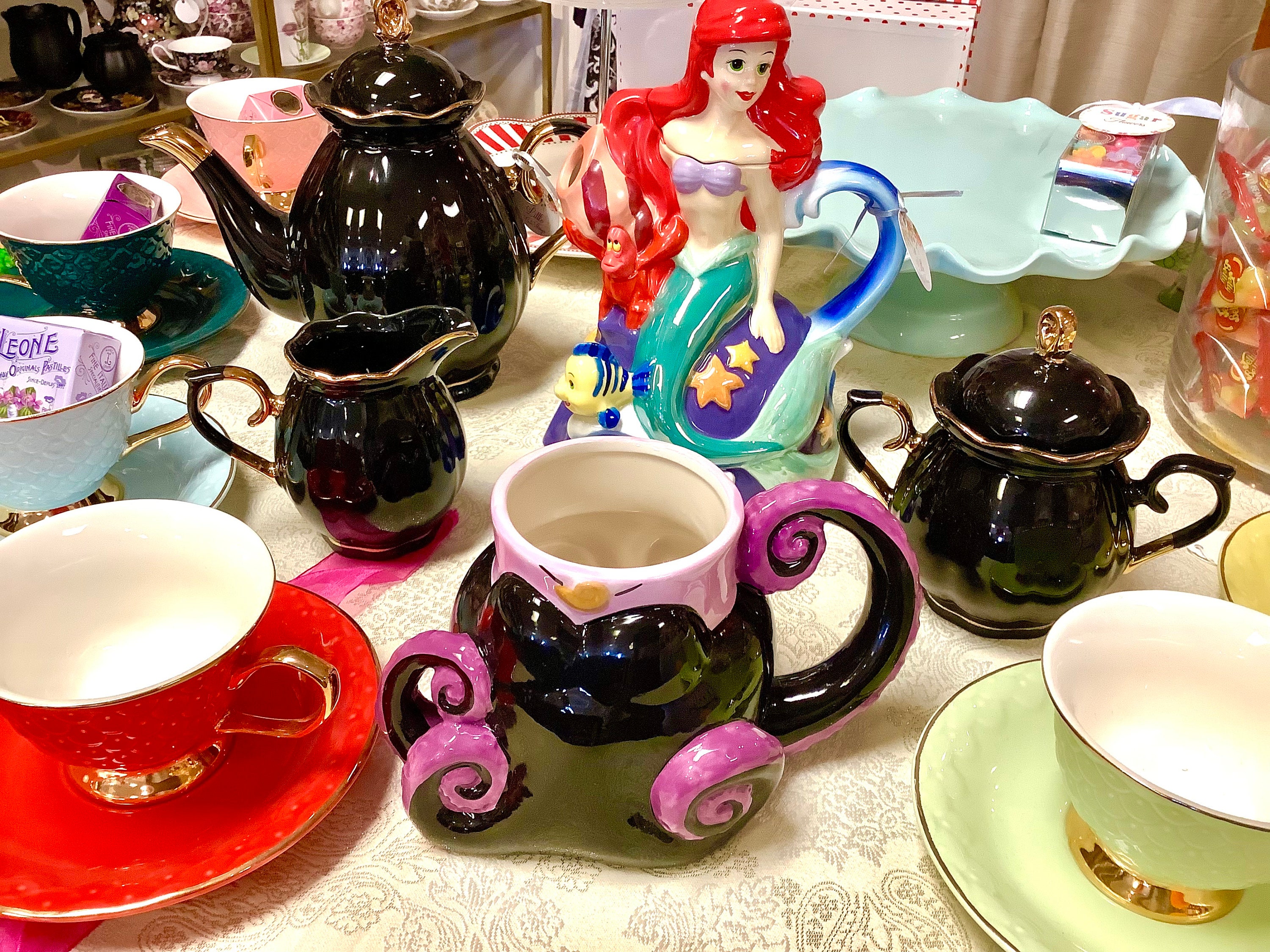 Disney Little Merma Ursula Teapot Tea Cup Sugar Pot Set Disney