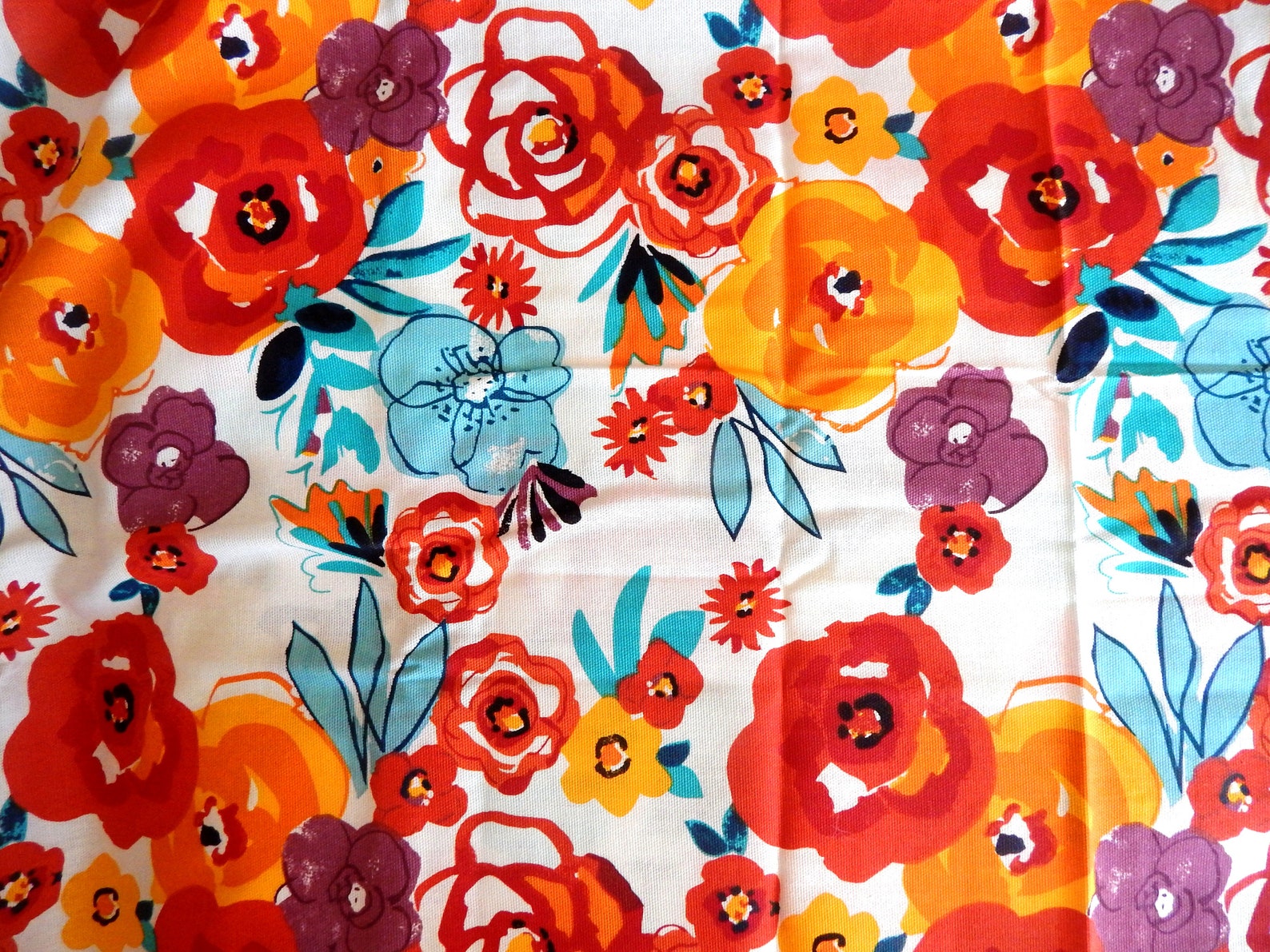 Fabric. The Pioneer Woman Flea Market Floral. Red Teal Etsy