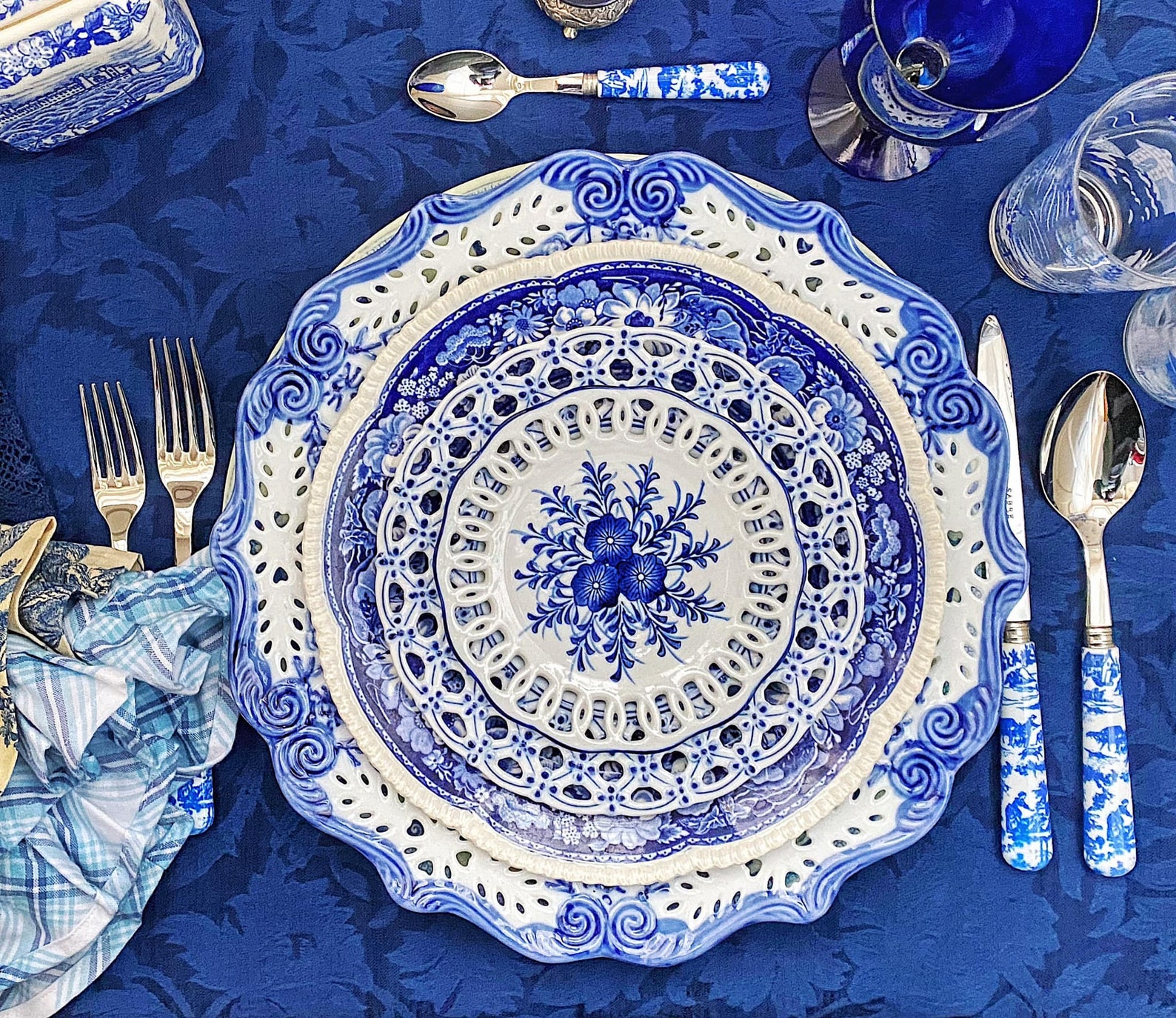 Mismatched Plates Blue and White Dinner China Porcelain Etsy