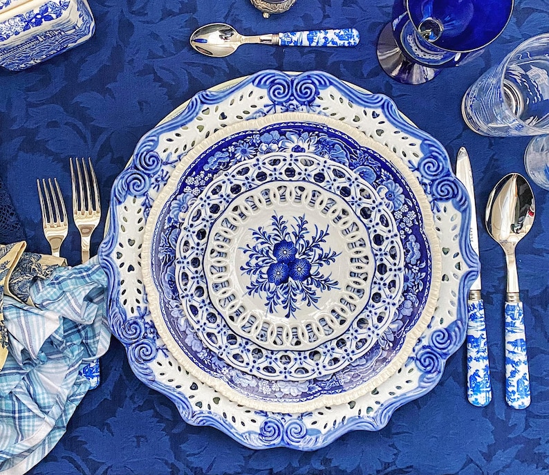 Mismatched Plates Blue and White Dinner China Porcelain Etsy