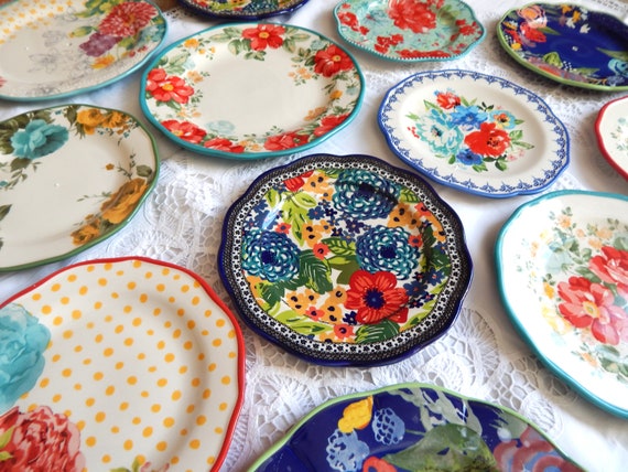 Pioneer Woman Mismatched Salad Dessert Bread Butter Plates