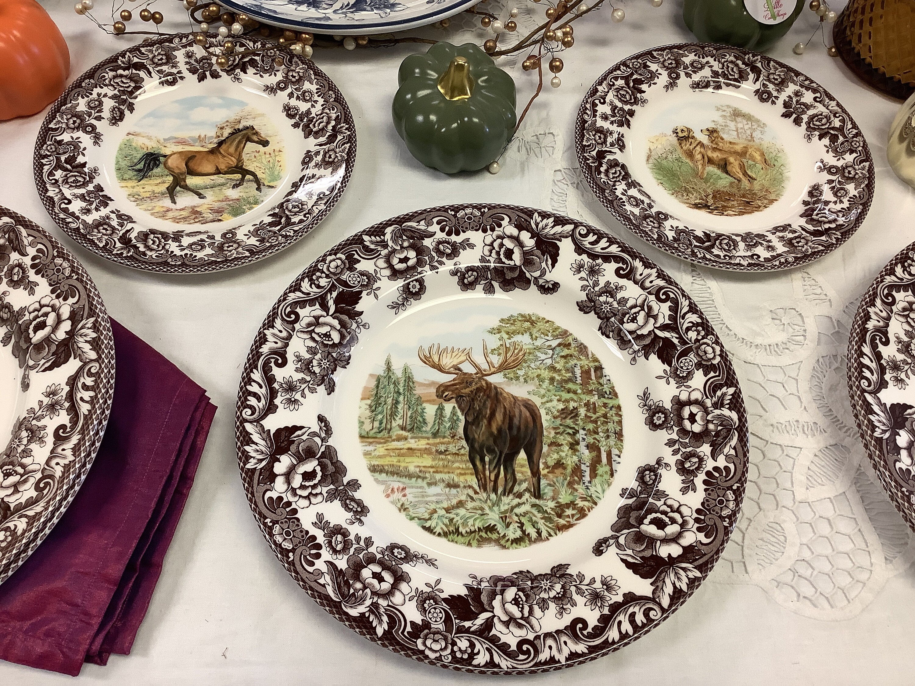 Moose Elk Deer Luncheon Dinner Dish Fine Porcelain
