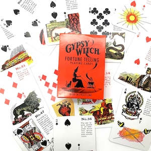 Bruja gitana adivinación naipes cubierta de adivinación lectura espiritual Wicca favores de fiesta de té