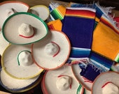 Fiesta Decorations. Mexican Sombrero, Sarape. Table Decorations, Party favors for Bridal Fiesta, Birthday Party, colorful hats and sarape
