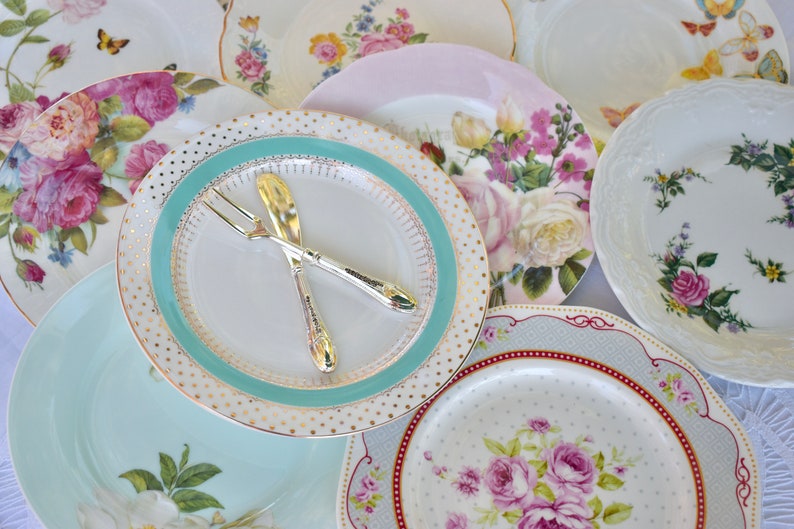 Mismatched Plates. Set of 6 china porcelain dishes mix and Etsy