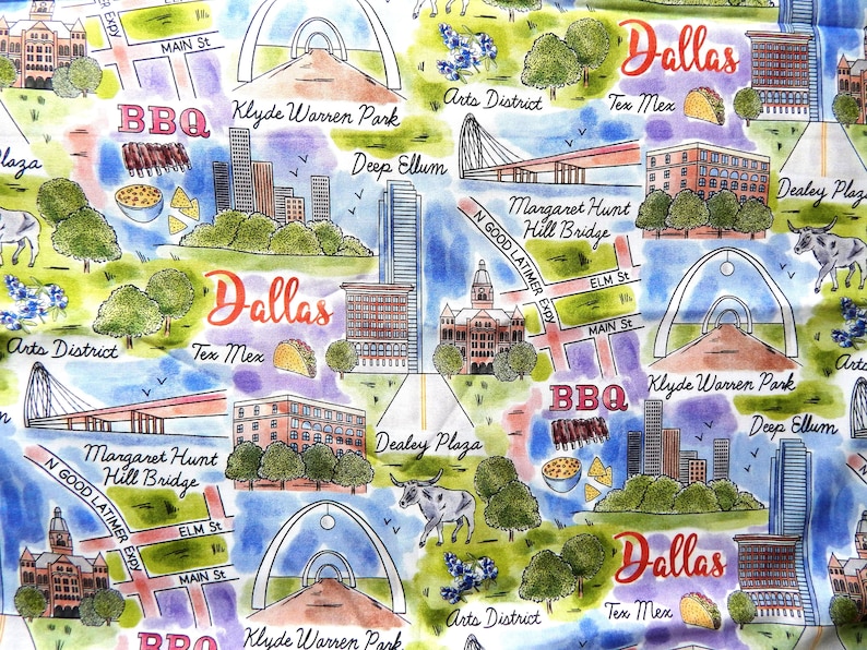 Fabric. Dallas Texas Dealey Plaza. Joann Limited Edition Etsy