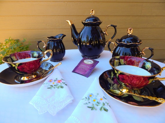 Tea for One Gift Set Ivory and Rose Blush Peonies. Personalized Porcelain  Teapot and Tea Cup Gold Plated Spoon, Tea Packet, and Napkin 