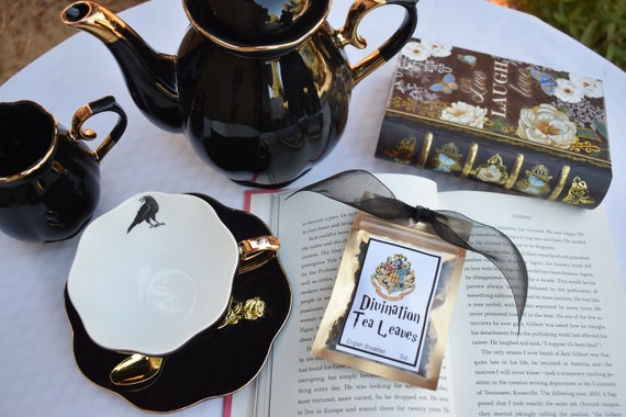 Harry Potter Tea Set Black Gold Porcelain Teapot Sugar Bowl Creamer, Two  Crow Teacups, Gold Plated Spoons, Pick Hogwarts House Tea Pack 