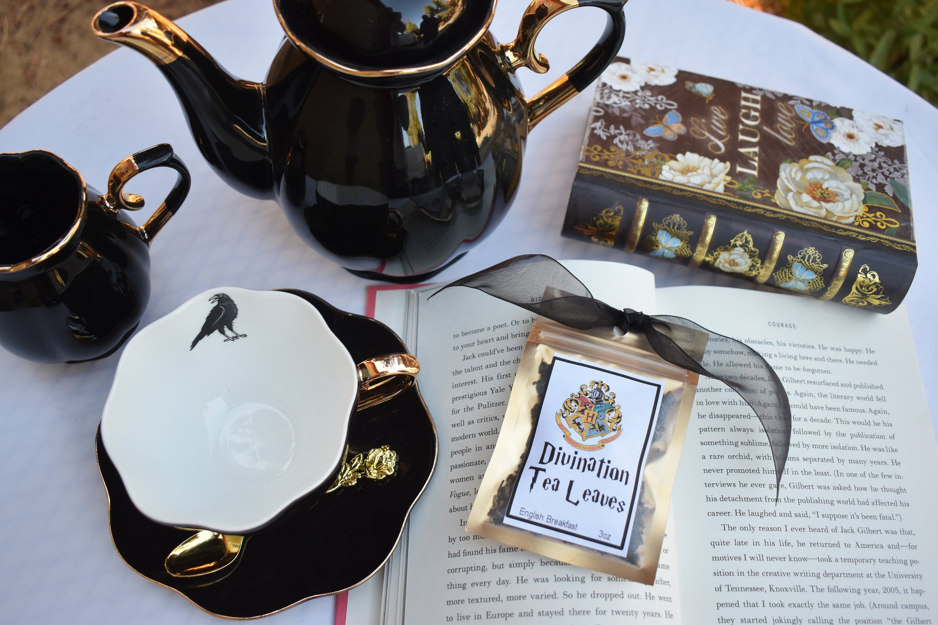 Harry Potter Tea Set Black Gold Porcelain Teapot Sugar Bowl