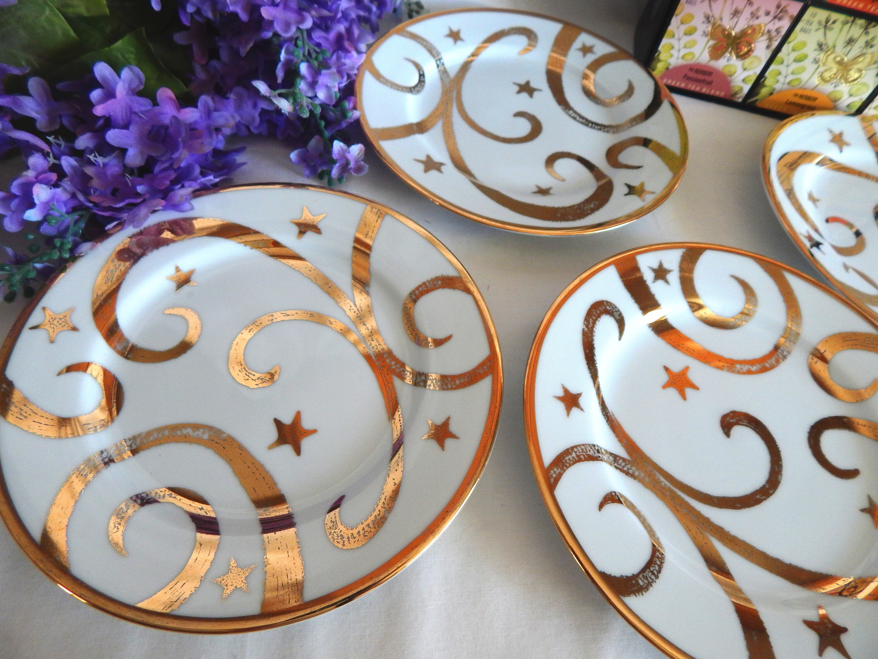Vintage The Cellar Opulence Plates. Set de 4 platos Dorados Etsy