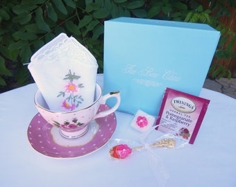 Gift Box for Teacup and Saucer  Teal Turquoise Blue Premium Gift Box. Great Favors gifts and giveaways, shipping and storing vintage teacups