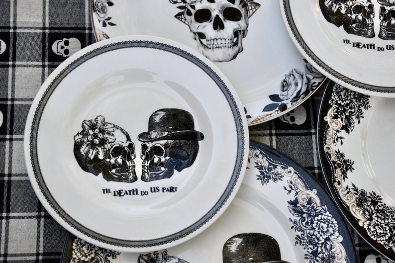 Skull Salad Dessert Appetizer Bread Butter Plates. Etsy