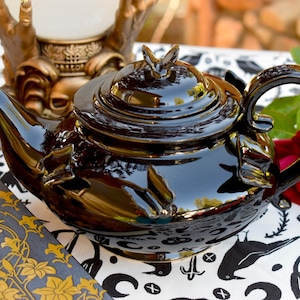 Personalisierte Teekanne schwarz Schmetterling schwarz Keramik 40 Unzen Teekanne Kaffeekanne Teepaket . Spirituelle Wiedergeburt Wicca Zaubersprüche Tea Party Geschenk-Set