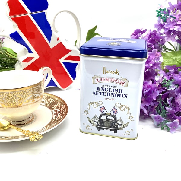 Tea  Harrods London English Afternoon British Taxi and teapots. 50 tea bags tea box. Imported from England