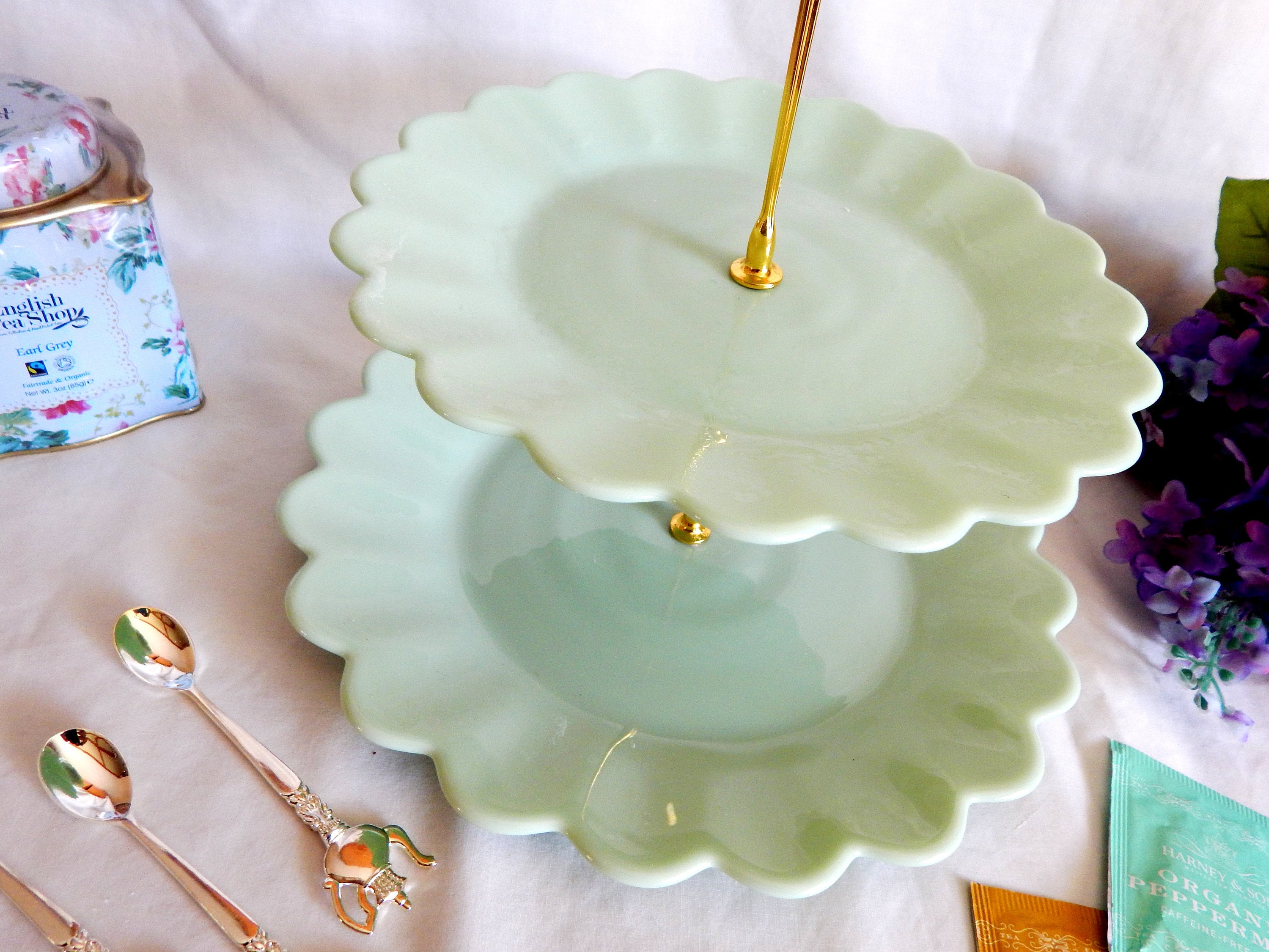 Cake Stand. Pioneer Woman Handmade TIMELESS BEAUTY Green Jade. Etsy
