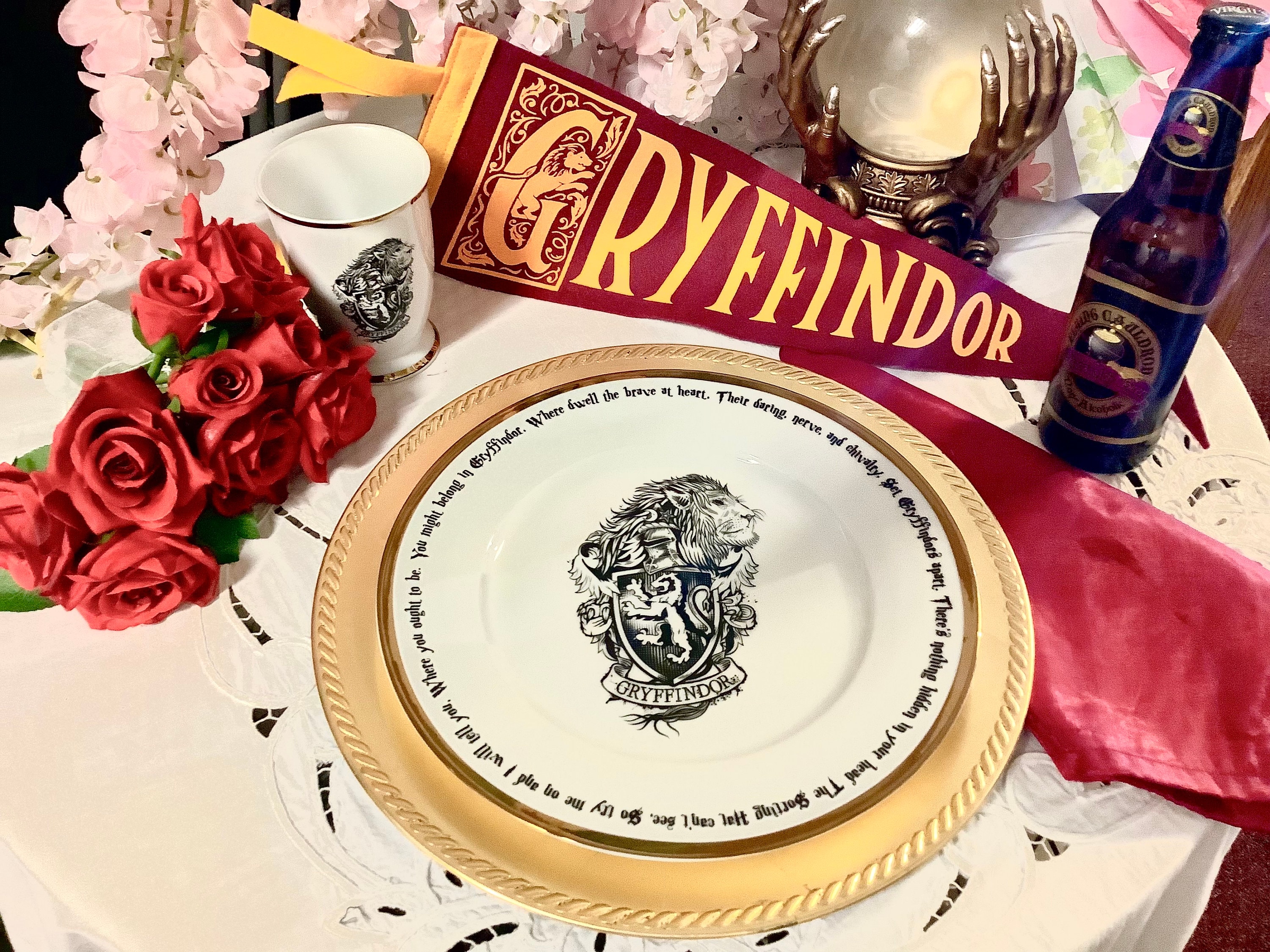 Harry Potter Plate Gold Plated Engraved Dish With Hogwart House