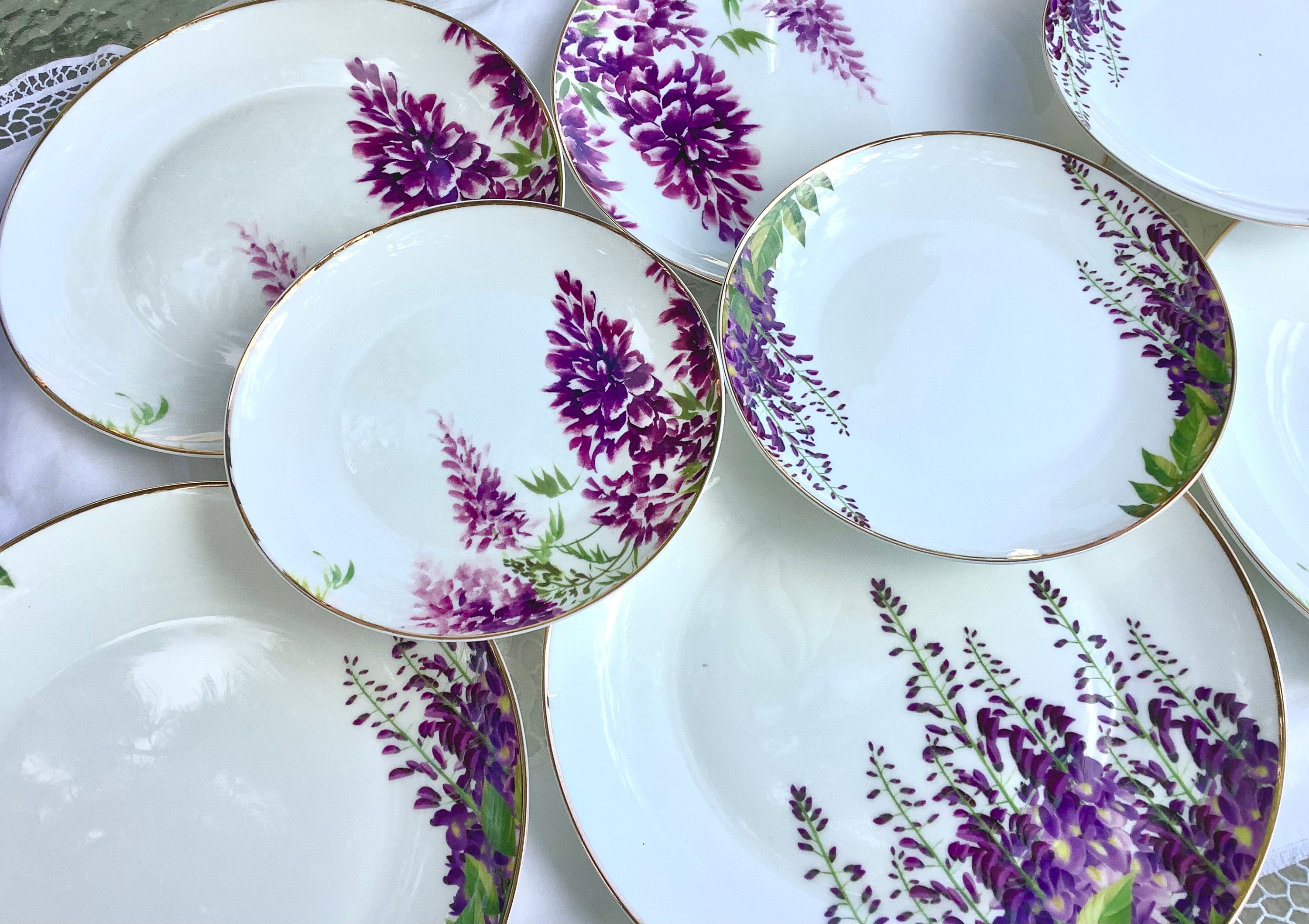 Bridgerton Wedding Rehearsal Dinner Wisteria Plates. Mismatched Fine Bone  China Bread and Butter, Side, Lunch, Dinner Dishes -  Sweden