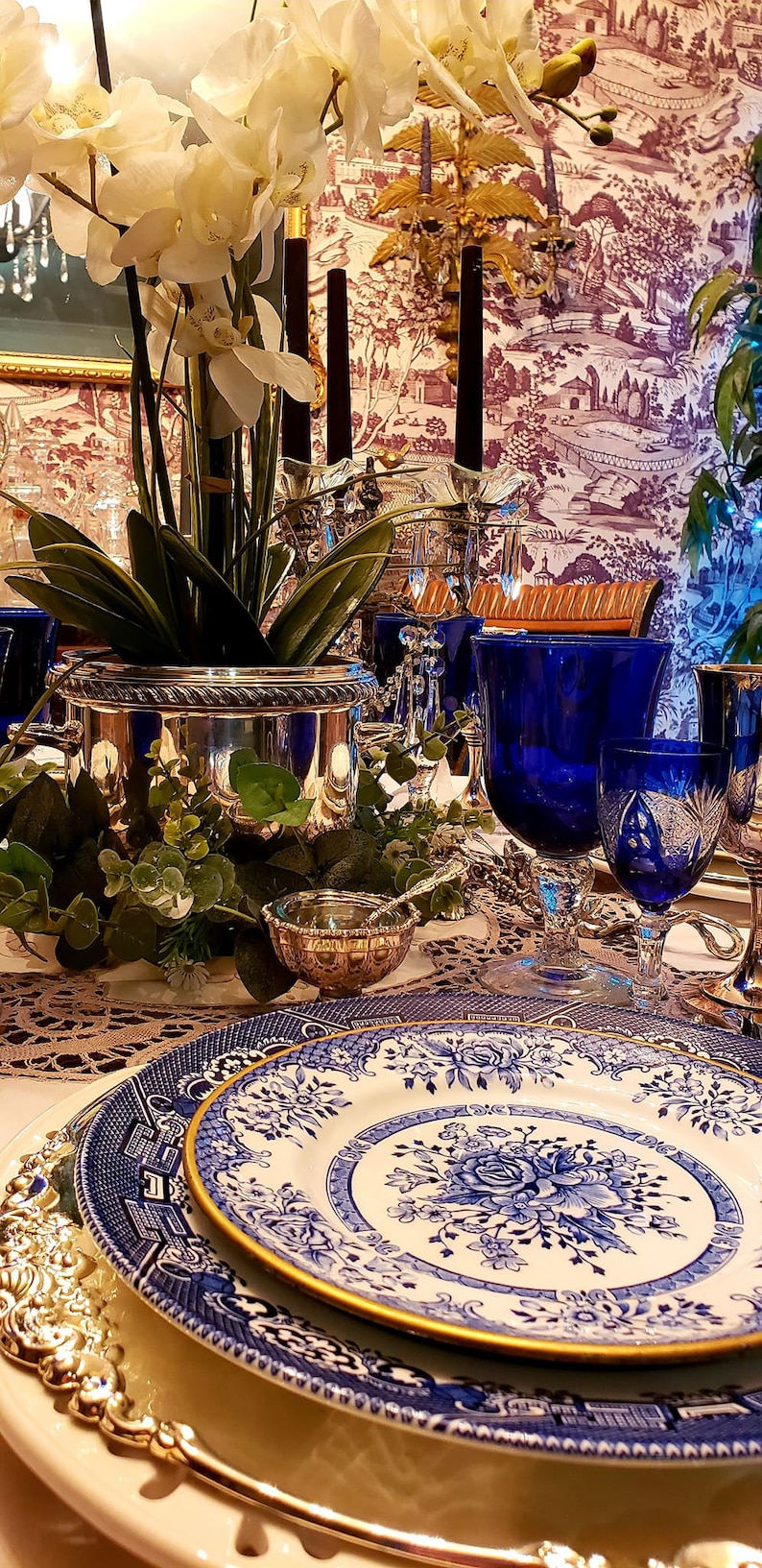 Blue and White Dinner Plates. Mismatched China Porcelain Etsy