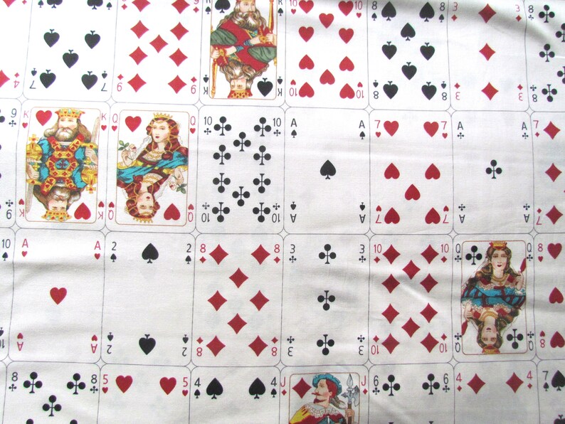 Diamonds Hearts Full Deck 2012 Retired Alexander Henry Licensed Cotton Fabric RMNT 12 x 44 Clubs and Spades Fabric Deck of Cards