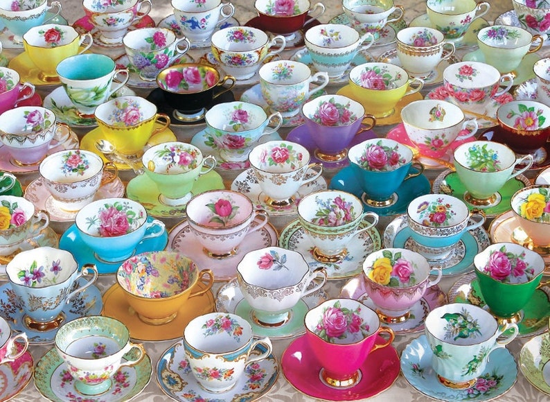 Mismatched Tea Cups and Saucers Party favors for Birthday Bridal Luncheon Baby Shower. Comes with tea, spoon, napkin and gift box image 8