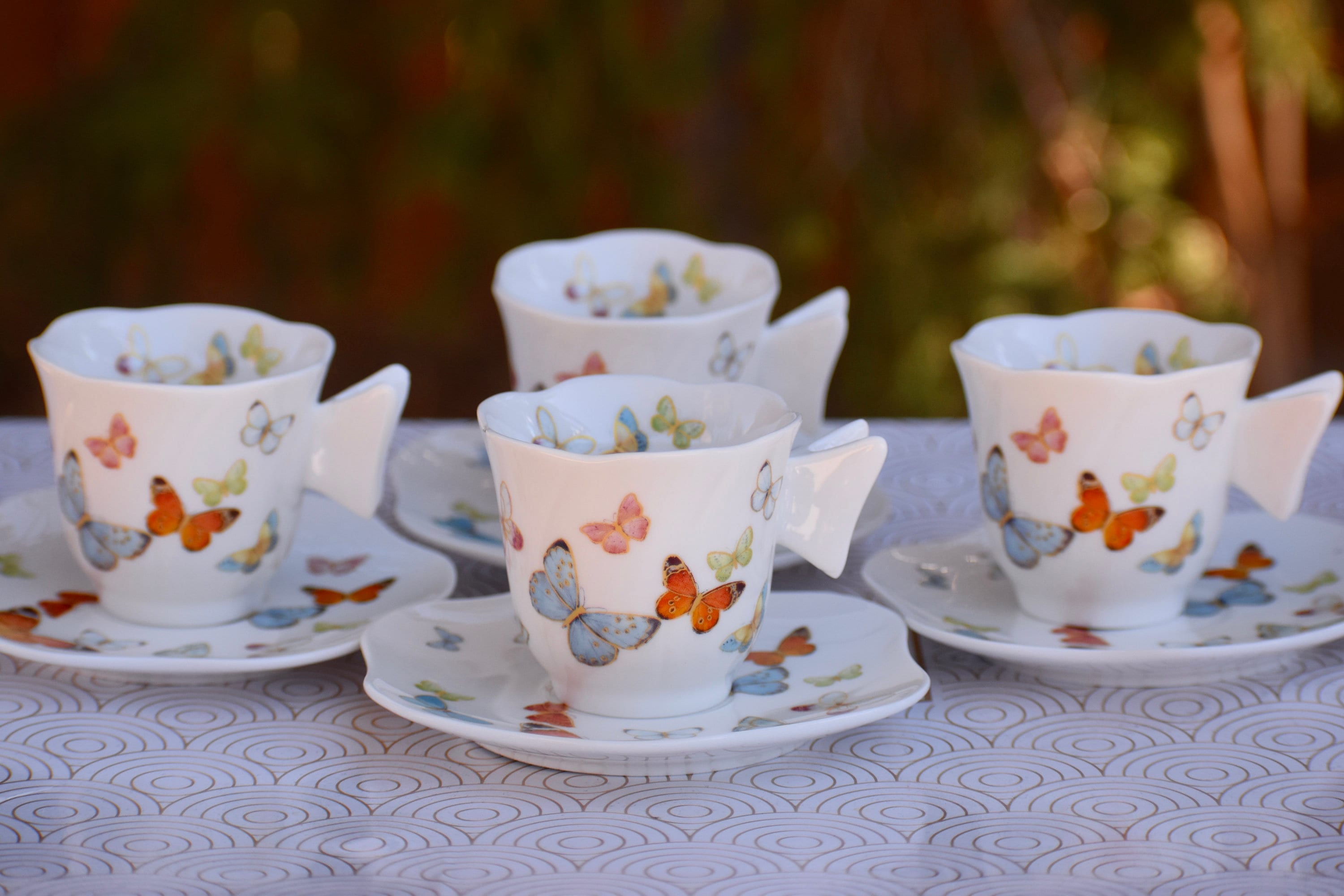 Tea Set. Butterfly porcelain tea cups and saucers in 4 Etsy