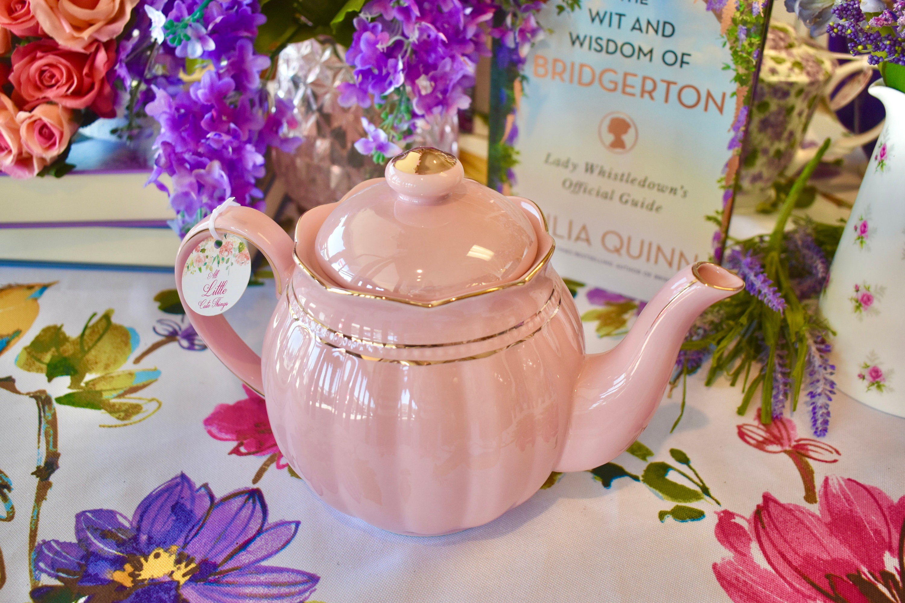 Tea for One Gift Set Ivory and Rose Blush Peonies. Personalized Porcelain  Teapot and Tea Cup Gold Plated Spoon, Tea Packet, and Napkin 