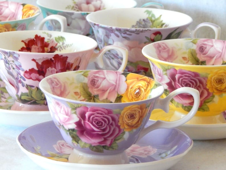 Tea Gifts. Mismatched Tea Cups and Saucers. Party Favors Etsy