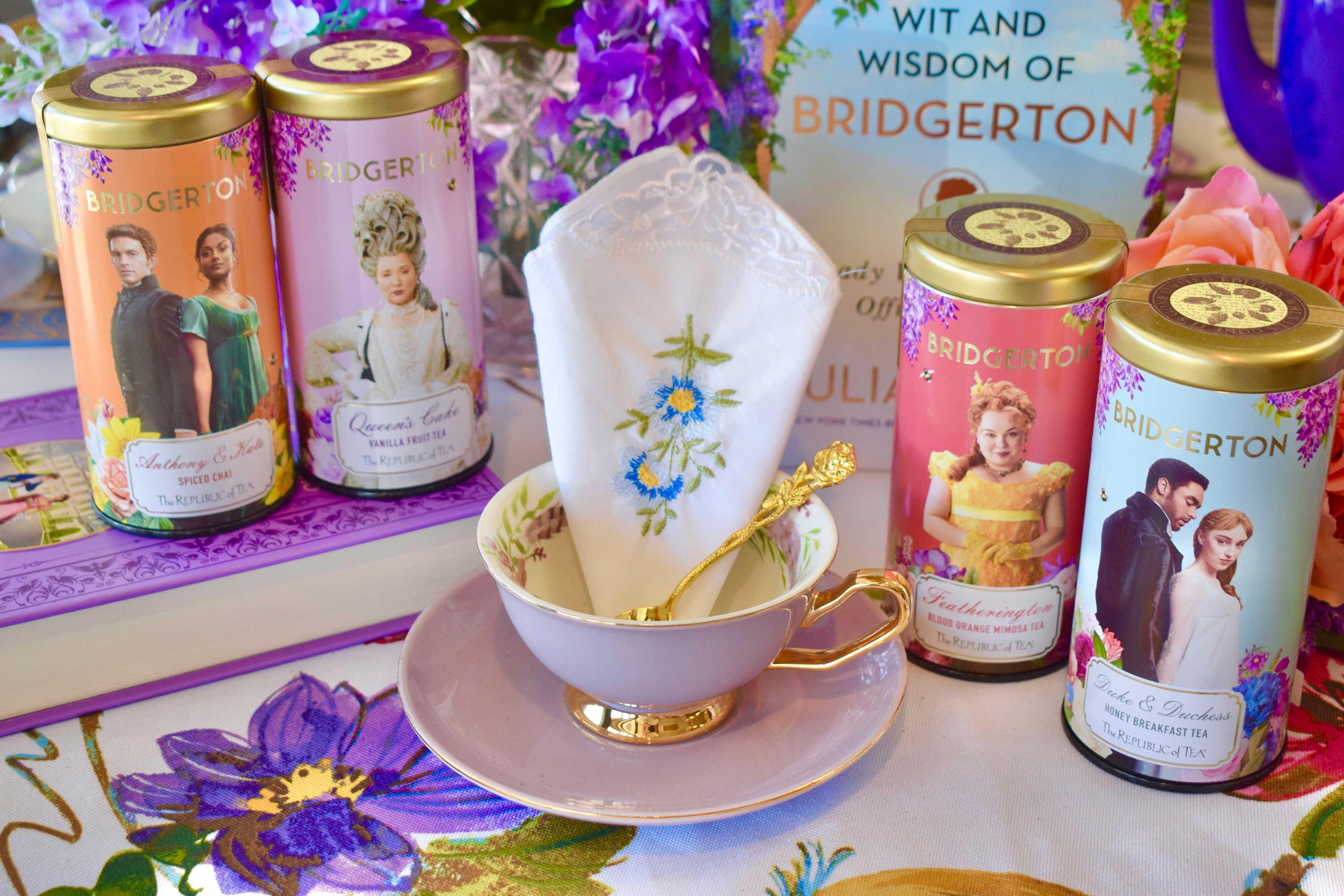 Bridgerton Tea Cup and Saucer Set. Lavender With Flowers With Etsy