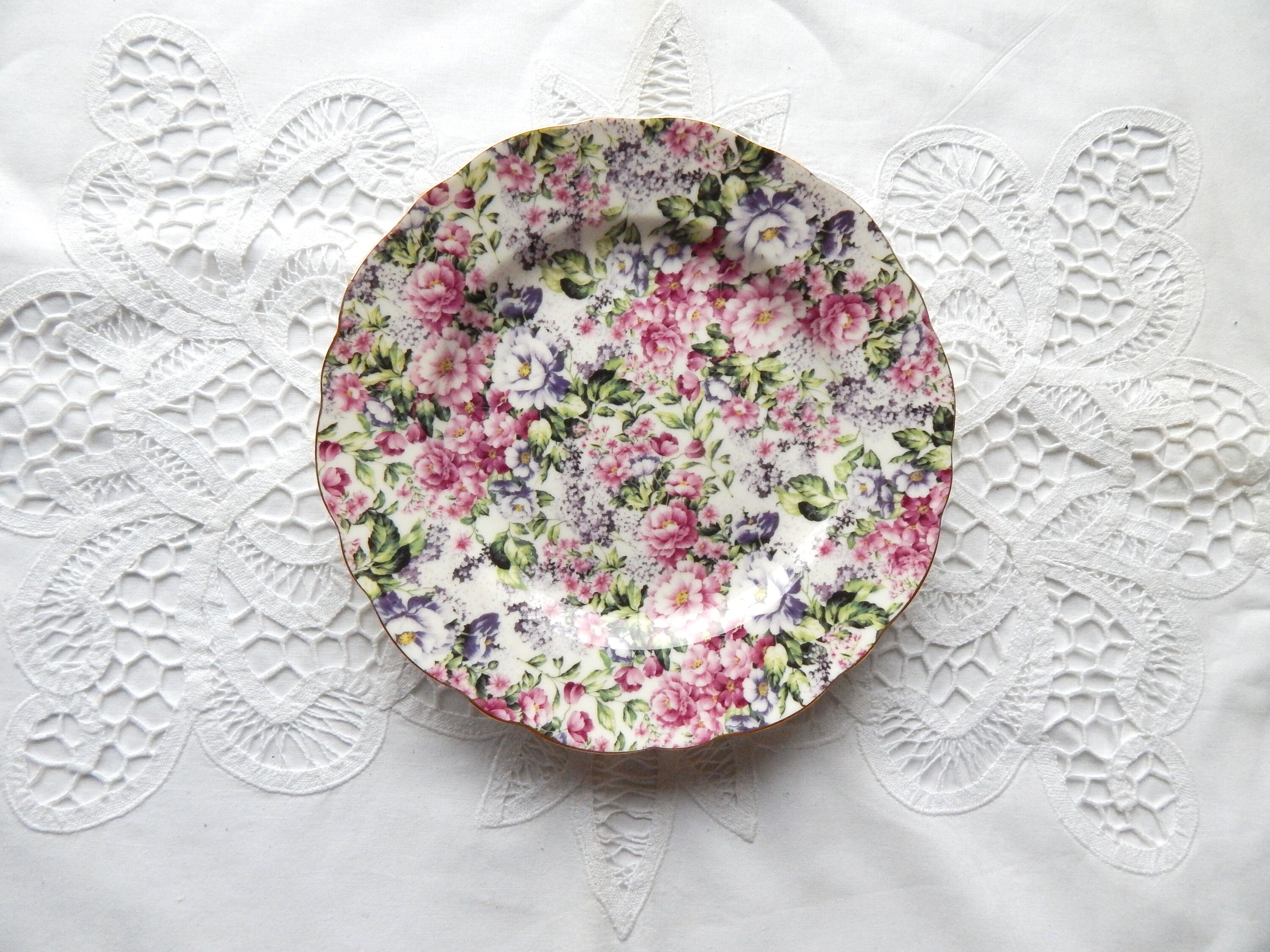 Plate. Pink Purple Lavender Flowers. Side Plate Salad Etsy