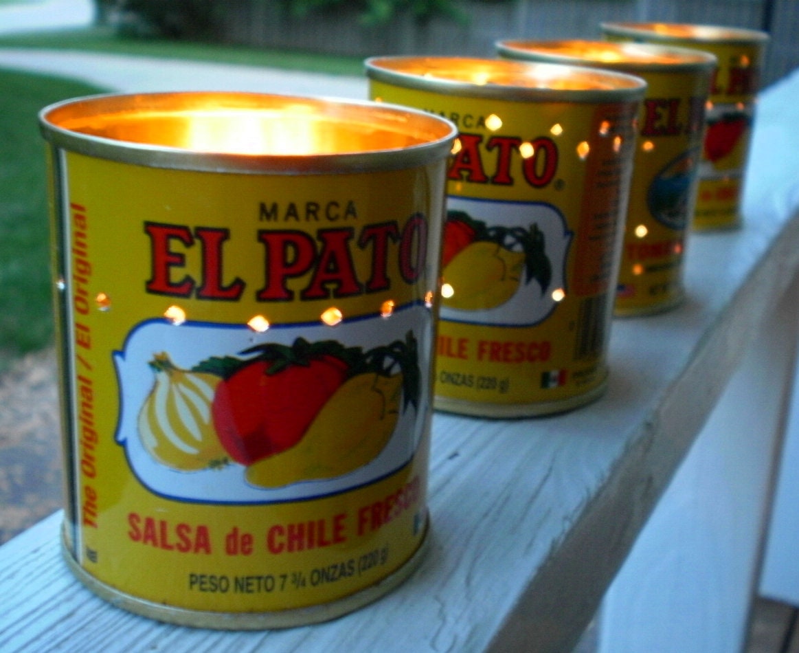 Fiesta Decorations Small El Pato Mexican Cans Unique idea for Votives Flower Arrangements Centerpieces Bridal Shower Wedding