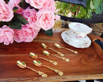 Teaspoon for tea with Gift Box  Gold Plated spoons for your garden tea party  Bridal Shower Tea Party  Bridesmaid Luncheon, Birthday gift