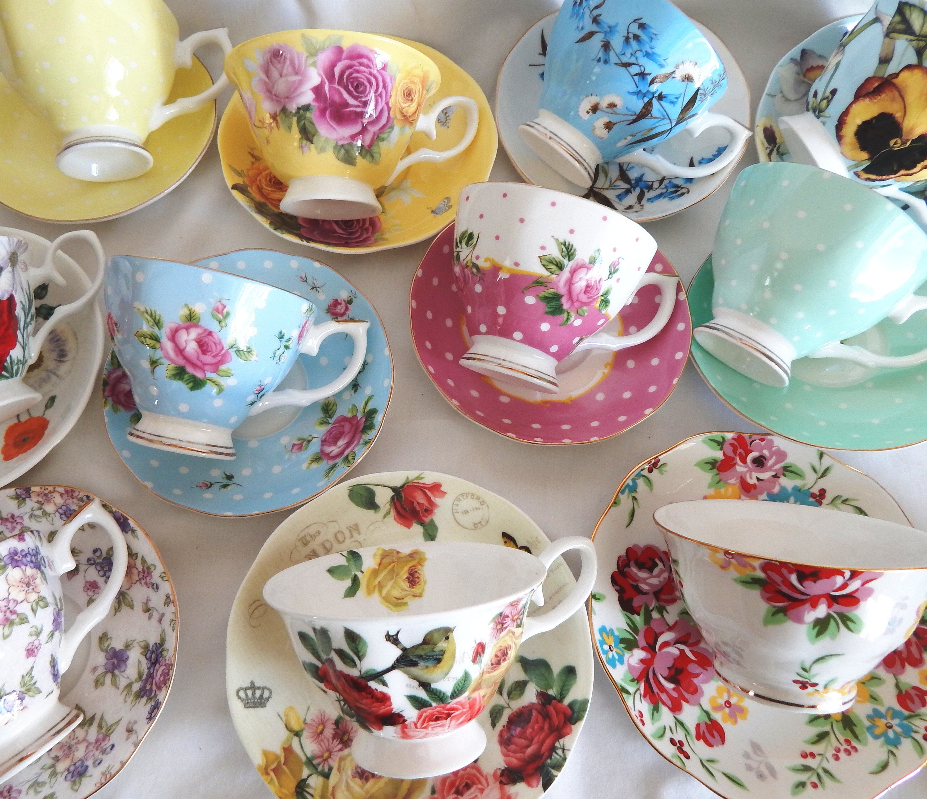 Mismatched Tea Cups and Saucers. Party favors for Birthday Etsy