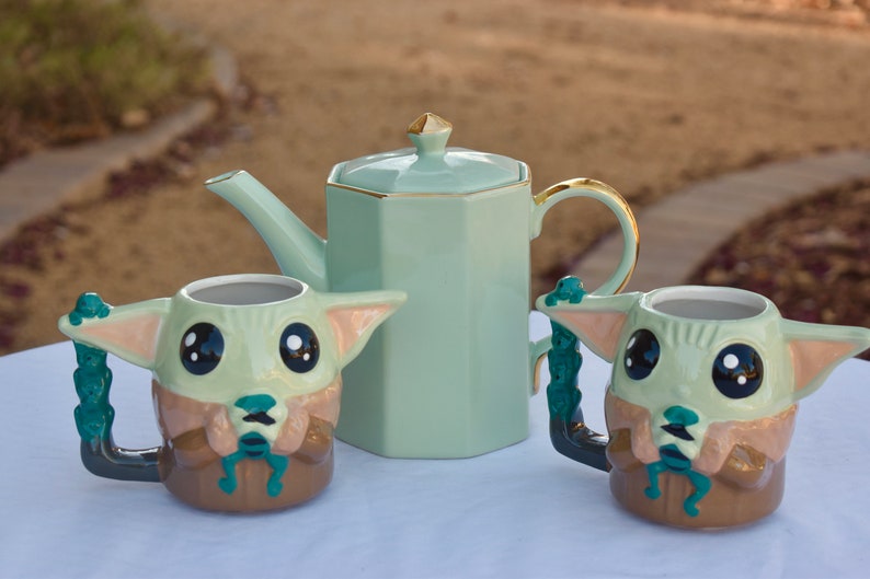Baby Yoda Gift Set. Star Wars Green Galaxy Porcelain Tea Etsy