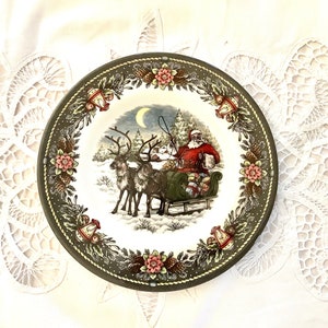 Christmas Plate  Santa’s Sleigh. Limited Edition. Imported from England. Royal Stafford Porcelain Dish. Lunch Dinner Serving Platter