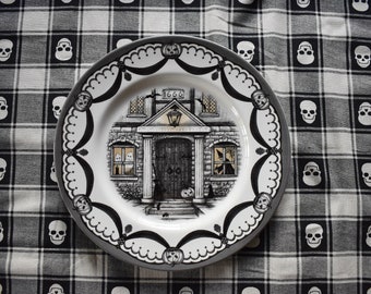 Halloween Plate. Jack a Lantern Garland Haunted House Bones. Imported from England. Royal Stafford Porcelain Dish. Salad, Side, Bread Butter