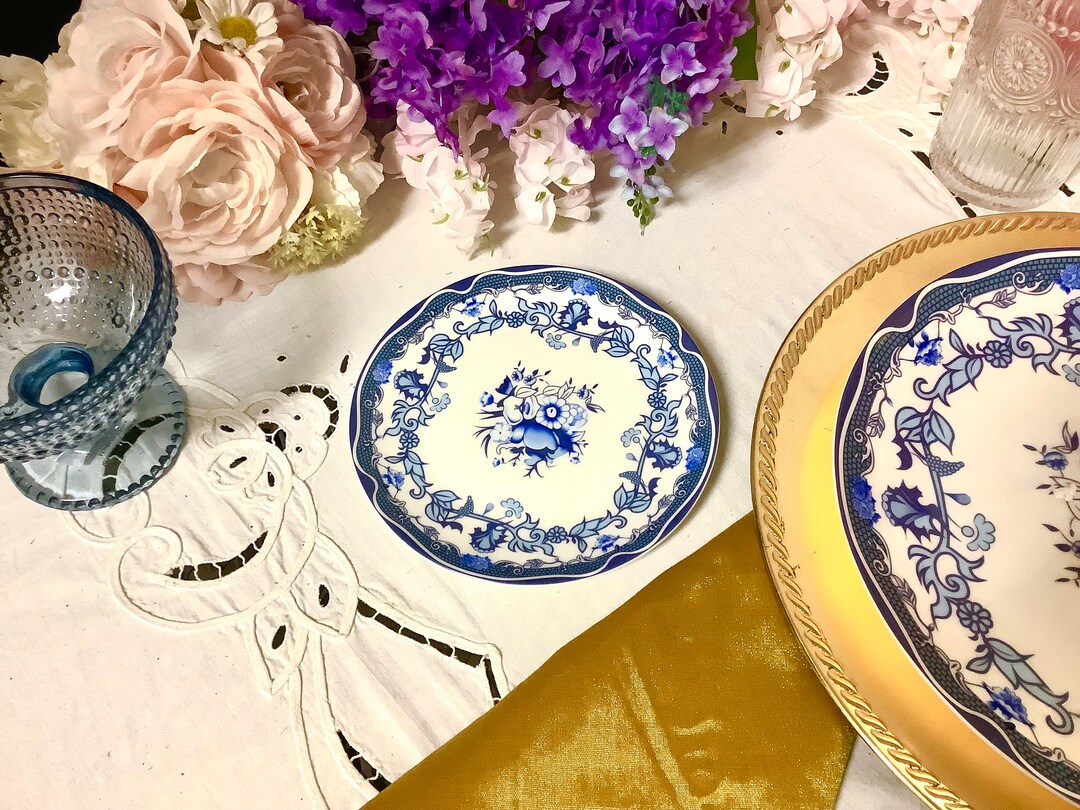 Blue and White Plate Side Salad Dessert, Bread and Butter Dish. English