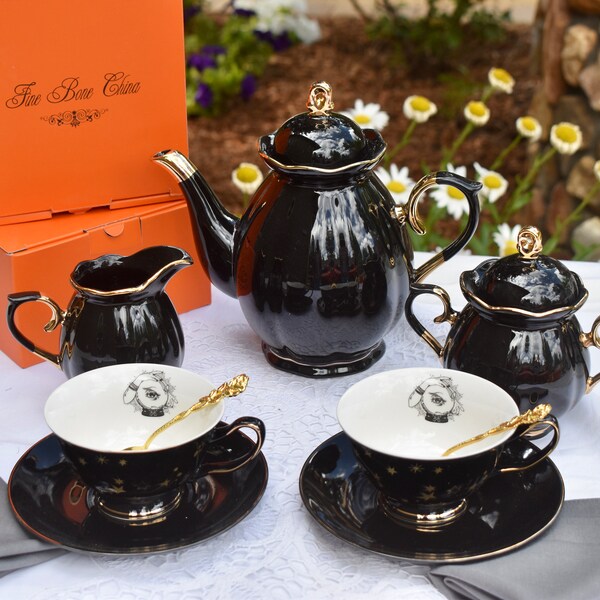 Black Tea Set Etsy