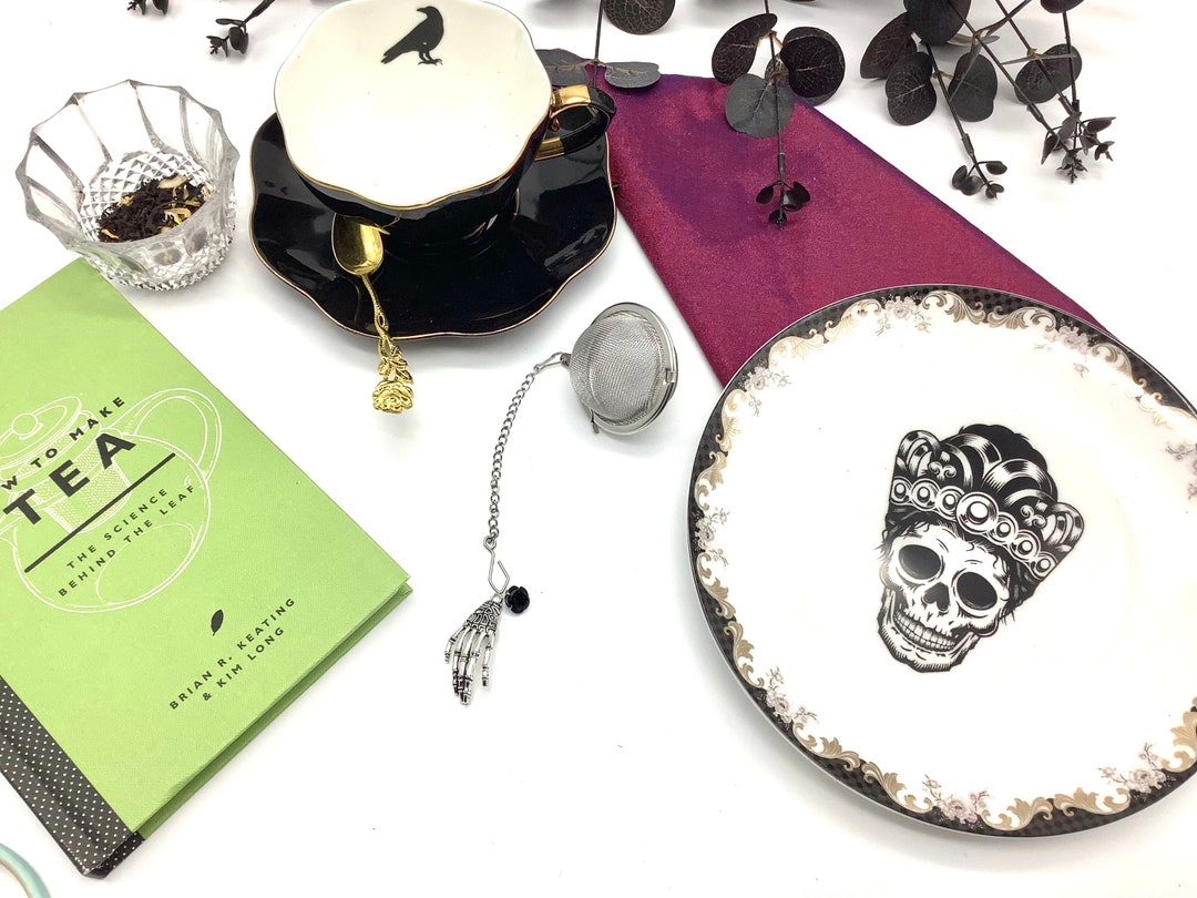 Skeleton Hand Tea Tea Ball Infuser Skeleton Hand With Black Rose. Premium Stainless Steel ...