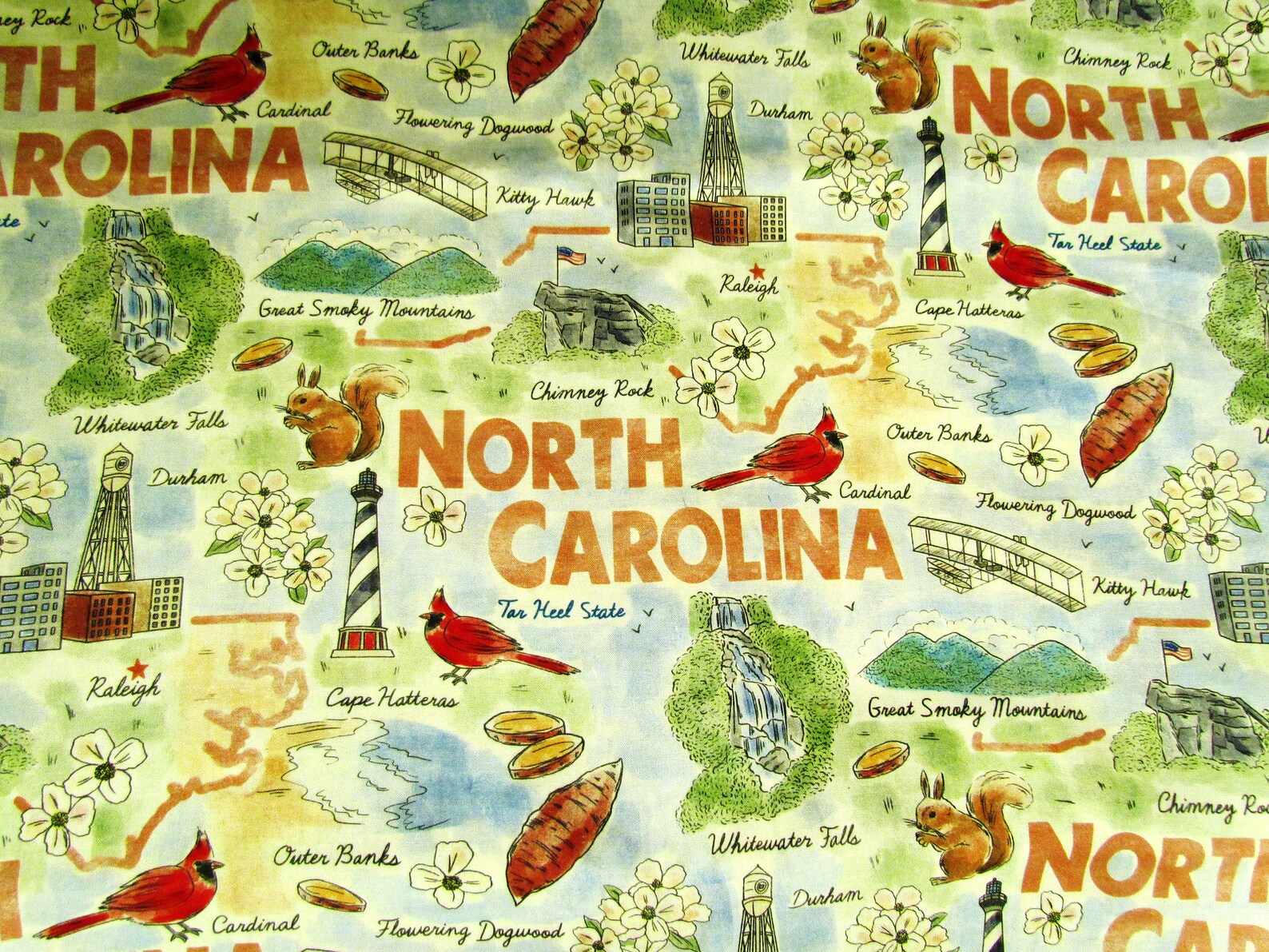 Fabric. North Carolina. The Heel State. Joann Limited Edition Etsy