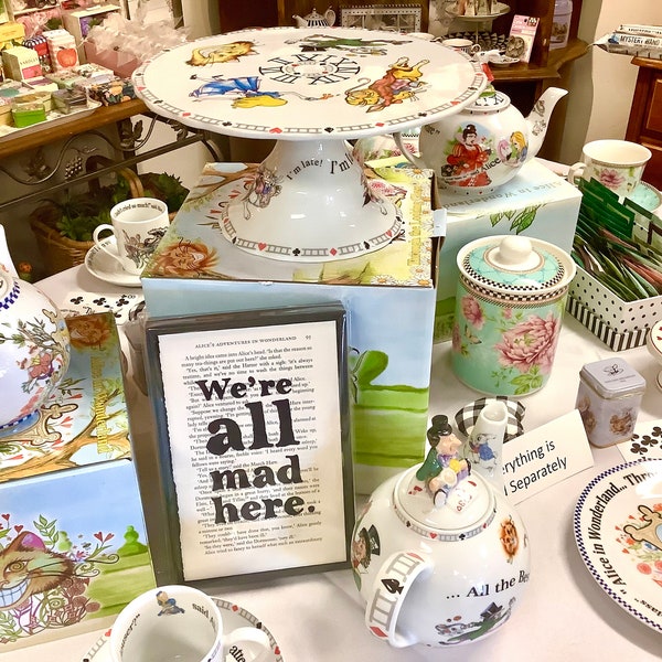 Alice in Wonderland Plate  Vintage Paul Cardew Fine Bone China Pedestal China Cake Stand  Centerpiece for Mad Hatter Children Tea Party